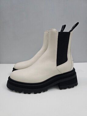 Zadig & Votaire Ride Chelsea Ankle Boot Womens EU 40 Ice White Leather Lug Sole